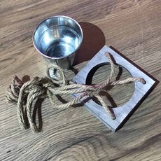 [2개 묶음할인]공중걸이용 우드화분걸이 12x12cm 양철화분셋트 DSJA-137014 공중걸이용 화분