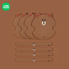 라인프렌즈 자동차 도어 손잡이 기스 스크레치 방지 패치 도어가드, 브라운