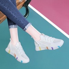 여성 운동 캐 주 얼 화 2020 년 흰 신발 왕 슈 즈 통풍 망 면 신발 여 하 소프트 솔 편 하고 가 벼 운 달리기 화 5106 - 2 흰색 38