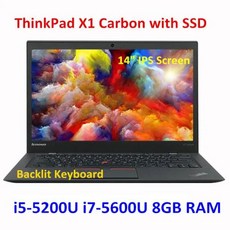 중고 Lenovo ThinkPad X1 탄소 I55200U I75600U SSD 14 IPS 화면 백라이트 키보드 Windows 710 노트북 진단 컴퓨터, 1) i5 8G 256GB SSD