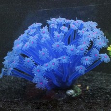 실리콘 인공 바다 아네모네 색상 모조 산호 장식품 어항 장식 애, 1.Blue, 1개