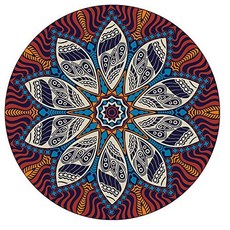 EOM 고전적인 법원 스타일 터키 페르시아 스타일 레트로 만다라 [Round 31.5"=80cm- Retro Mandala Dz28-01] - E033808BK9718T9, 기본