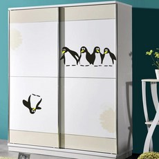 만화 재미 있는 펭귄 벽 스티커 방 냉장고 장식 포스터 벽화 아트 데칼 DIY 홈 데코용, 1개