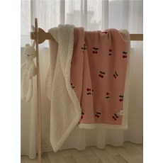 나혼산 카이 캐릭터 양털 뽀글이 후리스 블랭킷 곰돌이 테디베어 담요, 앵두