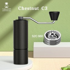 가정용 그라인더 전동공구 핸드 충전 TIMEMORE 밤나무 C2 C3 수동 커피 연마기 S2C 버 내부 하이 퀄리티 휴대용 듀얼 베어링 포지셔닝, 없음, 1.Black C2 Grinder, 1개