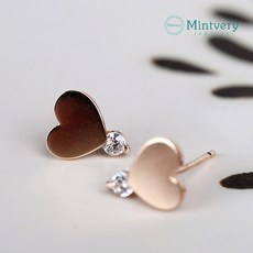 민트베리주얼리 14k 18k 민자 하트 큐빅 귀걸이