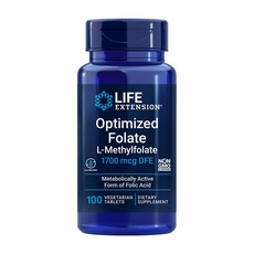 Life Extension 옵티마이즈드 엽산 L-메틸폴레이트 1700 mcg DFE 100 베지타블렛, 100정, 1개