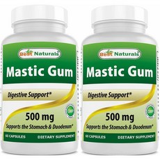 Best Naturals 매스틱 검 위건강 Mastic Gum Capsules 500mg 60캡슐 2팩, 1개, 1