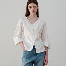 아워코모스 comos 1132 line shirring blouse (ivory)