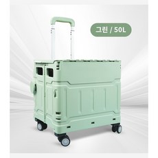 FIODAY 접이식쇼핑카트 뚜껑 4바퀴 50L, 1개, 그린