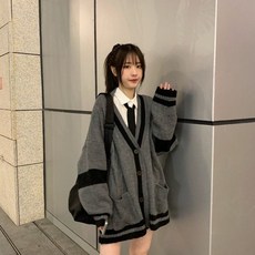 벌룬 오버핏 스트라이프 다수 루즈핏 포켓 기본 가을 여자 해리포터 가디건