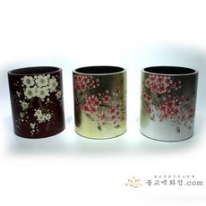 오방기통 중 - 높이25cm 나무말통, 은매화