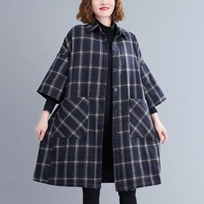겨울폼 뚱뚱한 빅사이즈 여성의류 추가 면 두꺼운 케이프 판초 오버핏 미디 롱