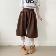 부기샵 키르 밴딩 핀턱 주름 와이드 밴딩 반바지 버뮤다팬츠