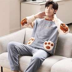 남자 남성 4XL 5XL 6XL 수면 잠옷 세트 빅사이즈 파자마 편한 후리스 플리스