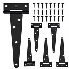 6피스 15 2cm 6인치 블랙 T 스트랩 튼튼한 창고 문 경첩 목재용 헛간 게이트 나무 울타리 보관 마당 도구 상자 정원 도어 녹 방지 하드웨어용, 6, 3 inches, 1개