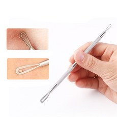 스테인레스 스틸 여드름 바늘 더블 루프 침술 블랙 헤드 리무버 스퀴즈 페이셜 케어 도구