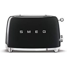 Smeg 팝업토스터기 영국배송 가정용 스메그 TSF01CRUK Retro 2슬라이스 토스터 6개의 브라우닝 레벨 매우 넓은 빵슬롯 해동 재가열 기능 이동식 부스러기 트레이 950W 크림-77163, 단일옵션, 01.검정