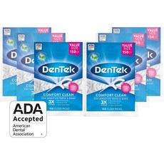 DenTek Comfort Clean Floss Picks Silky Comfort Floss 150 개 6 개들이 팩, 1, 1