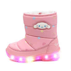 시나모롤 프링 라이팅 부츠 패딩 겨울 털 라이팅 방한 부츠 장화 210 220