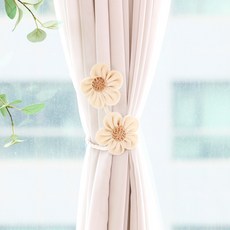 하나드림 와이어 내추럴 플라워 커튼끈 타이백, 베이지, 2개