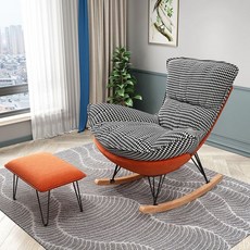 흔들의자 발코니 레저 인플루언서 리클라이너 게으름뱅이 소파 가정용 침실의자 거실 경량 럭셔리 흔들의자, 킬로그램버드(오렌지)_싱글로커(발디딤대미포함)