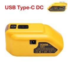 자동차 배터리 커넥터 Dewalt 어댑터용 전원 컨버터 듀얼 USB DC 12V LED 작업등 DCB090 20V Max 18V 교체, [02] USB Type-C DC, 1개