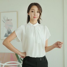더웨이나인 프릴 목걸이 화이트 정장블라우스