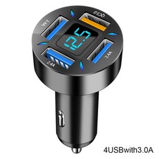 4 포트 Usb 자동차 충전기 디지털 디스플레이 Pd 충전 원 드래그 Qc3.0 전화 어댑터, 02 4USB QC 30