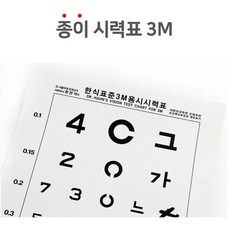 아이팜즈 한의료기 표준종이시력표 아트지 3M용 시력검사표+ 시력측정 눈가리개, 1개