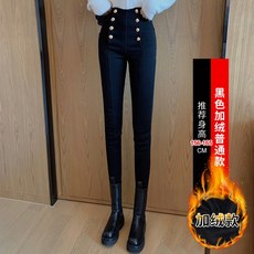봄계절 블랙 더블 스키니진 여성 슬림핏 150CM 작은 하이웨이스트팬츠 펜슬핏 봄가을 타입
