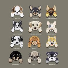 [와팬] 귀여운 강아지 머리 패치 동물 자수 핫팩 패션 키즈 의류 패치 DIY 패치, 08 푸들