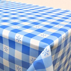  PVC 코팅 방수 식탁보(1롤), 체크청색(T953), 1롤(120cm×25M) 