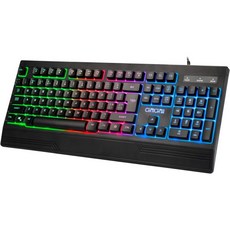 CHONCHHOW 게임 및 작업용 인체공학적 LED 레인보우 키보드 손목 받침대가 있는 USB 유선 조명 백라이트 게이밍 PC, CHONCHHOW 게임 및 작업용 인체공학적 LED 레, 1개