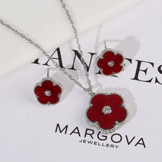 네잎클로버귀걸이목걸이세트14k