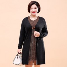 뚱뚱함 엄마 뱃살가리기 슬림핏 40 50대 중년 긴 소매 봄옷 페이크 차이나