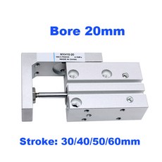 복동 실린더 보어 20mm 스트로크 30/40/50/60mm MXH 공압 슬라이드 소형 공기 실린더 분배기, MXH20-30, 1개