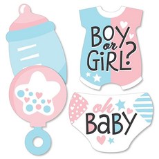 Big Dot of Happiness Baby Gender Reveal 바디수트 병 딸랑이 기저귀 장식 DIY 팀 또는 파티 필수품 20개 세트 1358217 - 딸랑이diy