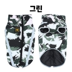 펫텐 강아지 패딩 대형견 중형견 카모패딩 겨울옷, 그린, 1개