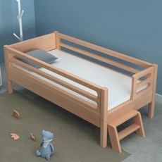 아기 안전 침대 원목 확장 베드, 4면 꼬리 사다리 (통나무)