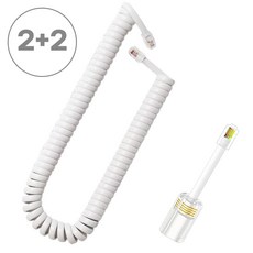 전화 수화기선 스프링선 전화선 꼬임방지기, 2세트, 3m, RJ9 4P4C White