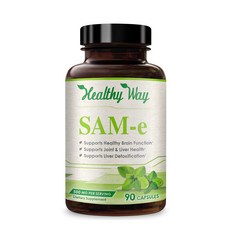 Healthy Way Pure SAM-e 500mg 90 Capsules (S-Adenosyl Methionine) Non-GMO USA Made, 1개, 90정