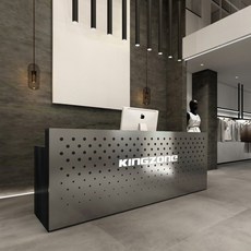 심플 모던 카운터 테이블 업소용 입식 테이블 계산대 프런트 캐비닛 안내데스크 인포메이션 매대 식당 카페 학원 스테인리스 계산대 옷가게 작은 카운터 레스토랑 테이블미용실 안내데스크, 블랙+도트스텐스틸 + 240x60x100cm