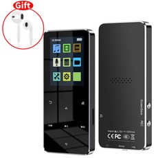 2.0 메탈 터치 MP3 MP4 음악 플레이어 블루투스 5.0 지원 카드 FM 알람 시계 없음 보수계 전자 책 내장 스피커, 01 Black_03 No Memory Card