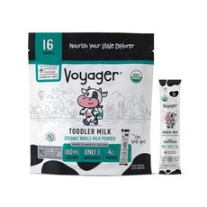 보이저 유아용 우유 이동 중 USDA 유기농 선반 적인 전유 분유 여행에 적합 냉 보관 글루텐 프리 GMO 없음 어린이용 항생 15g 2팩 32포, 0.53 Ounce (Pack of 16)