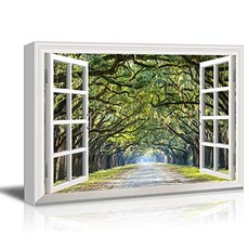 - Modern White Window Looking Out Into a Road with a Tun (24"x36" 43. Road With a Tunel of Trees), 본상품