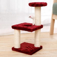 고양이 긁힘 포스트 씨실 로프 새끼 갈기 발톱 등반 프레임 애완 동물 가구용 기둥, 3. Wine Red
