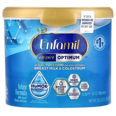 Enfamil Enspire Optimum™ 영유아 분유 우유 기반 분말 철분 함유 0~12개월 581g(20.5oz), 1개