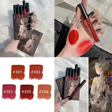 립팔레트 립글로스 선물 상자 세트 매트 레드 논스틱 틴트 입술 오래 지속되는 워터 미러 립 글레이즈 방수 립스틱 화장품 5/6 개, [01] 01