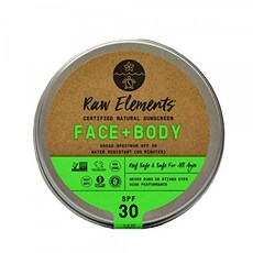 Raw Elements 얼굴 및 바디 인증 천연 선 스크린 | 비 나노 산화 아연 95 % 유기 내수성 암초 안전 잔인 함 없음 SPF